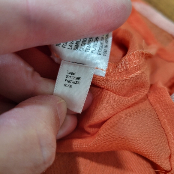 A New Day Orange Floral Print Chiffon Muse Blouse Tie Neckline - Picture 5 of 9